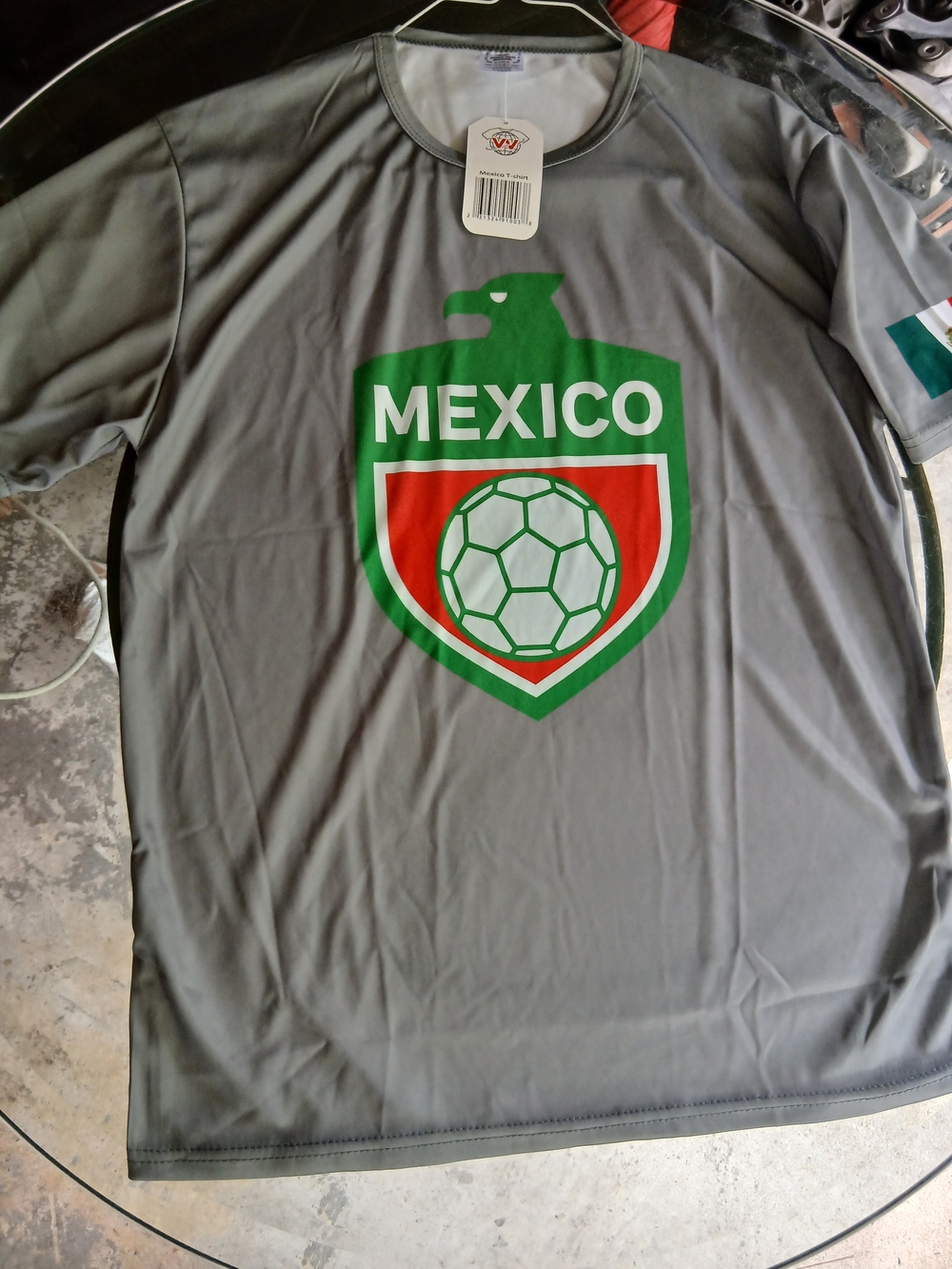 Mexico Graphic Soccer Tee for Adult Medium- Gray/Green